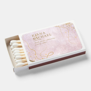 Fine Lines Gold Abstract Wedding Mauve ID867 Matchboxes
