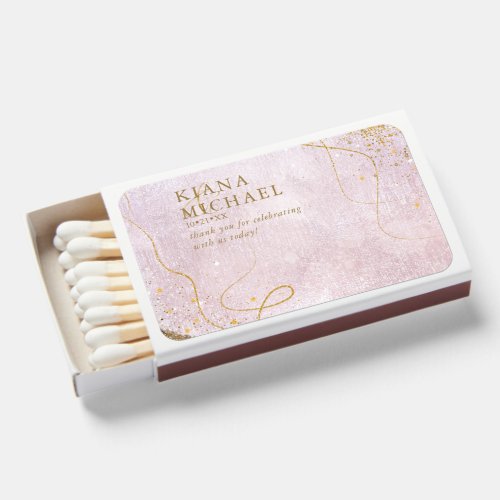 Fine Lines Gold Abstract Wedding Mauve ID867 Matchboxes