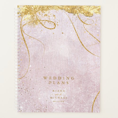 Fine Lines Gold Abstract Wedding Mauve ID867 Planner