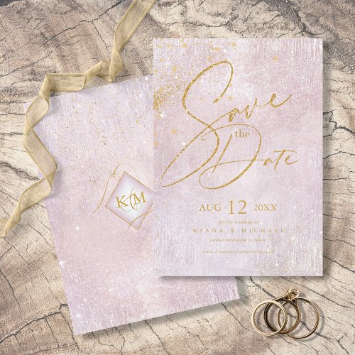 Fine Lines Gold Abstract Wedding Mauve ID867 Save The Date