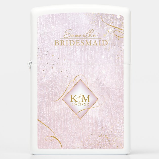 Fine Lines Gold Abstract Wedding Mauve ID867 Zippo Lighter (Front)