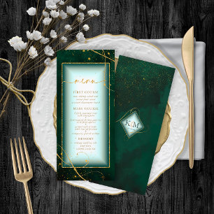 Fine Lines Gold Abstract Wedding Menu V2 Grn ID867