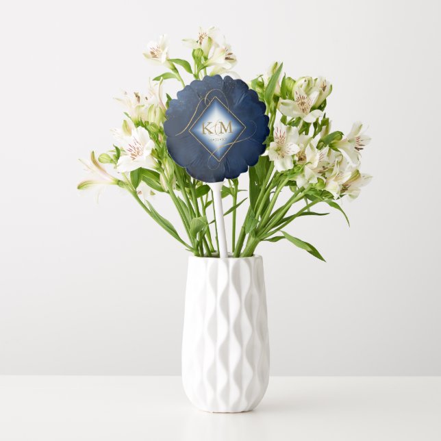 Fine Lines Gold Abstract Wedding Navy Blue ID867  Balloon (Vase)