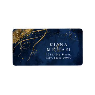 Fine Lines Gold Abstract Wedding Navy ID867 Label