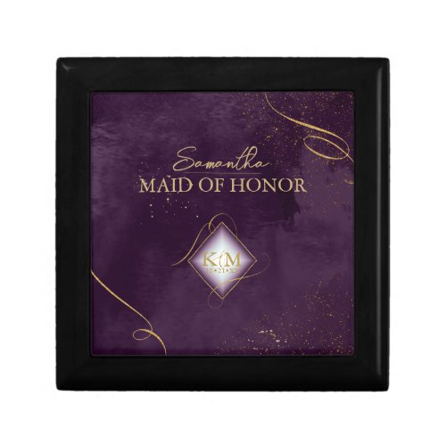 Fine Lines Gold Abstract Wedding Plum ID867  Gift Box