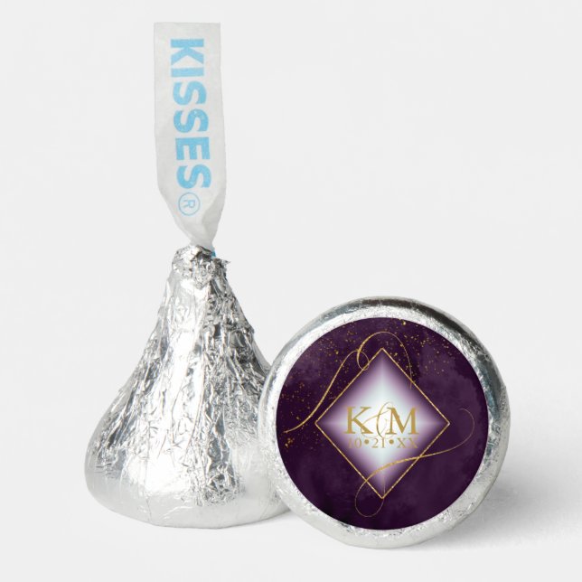 Fine Lines Gold Abstract Wedding Plum ID867 Hershey®'s Kisses® (Front)