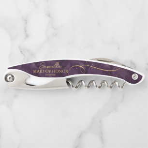 Fine Lines Gold Abstract Wedding Plum ID867 Waiter's Corkscrew