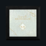 Fine Lines Gold Abstract Wedding Sage Green ID867 Gift Box<br><div class="desc">A watercolor background in shades of sage green is topped by an abstract of fine gold lines and glittering lighting effects to create the pieces of this beautiful wedding suite. The wedding gift keepsake box shown here also features a gradient, diamond-shaped frame to hold the bride and groom's initials and...</div>