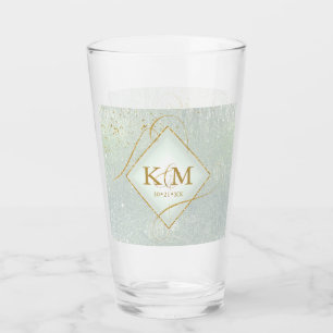 Fine Lines Gold Abstract Wedding Sage Green ID867 Glass