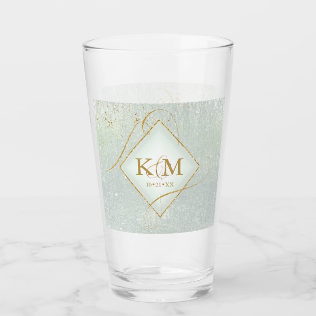 Fine Lines Gold Abstract Wedding Sage Green ID867  Glass (Front)