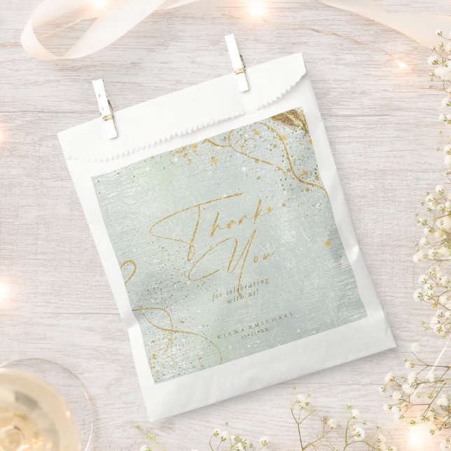 Fine Lines Gold Abstract Wedding Sage ID867 Favor Bag (Clipped)