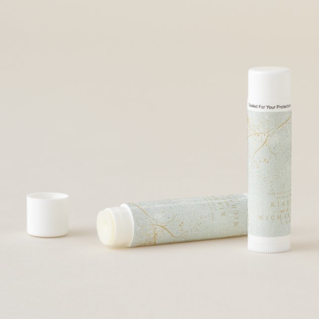 Fine Lines Gold Abstract Wedding Sage ID867 Lip Balm (In Situ)