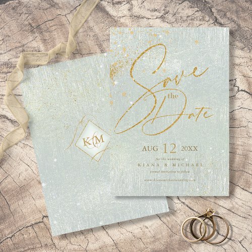 Fine Lines Gold Abstract Wedding Sage ID867 Save The Date