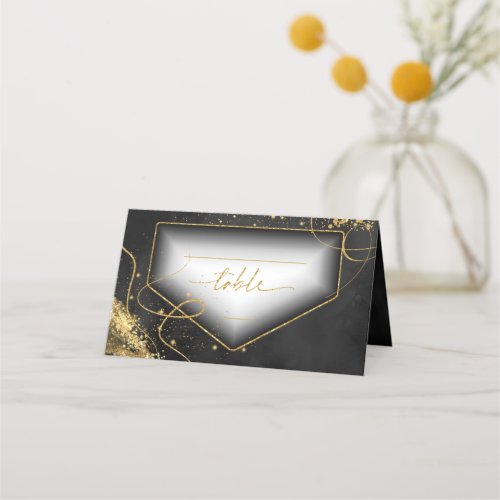 Fine Lines Gold Abstract Wedding Table Bk ID867 Place Card