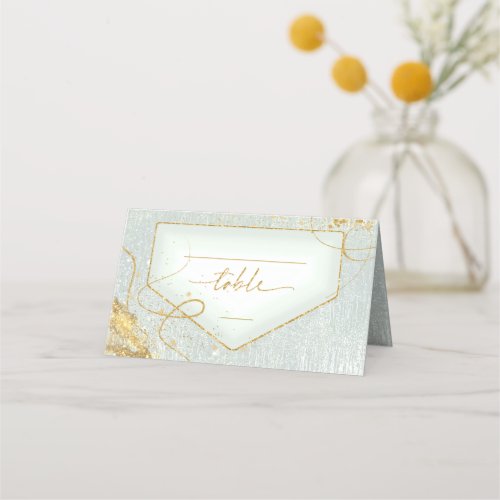 Fine Lines Gold Abstract Wedding Table Sg ID867  Place Card