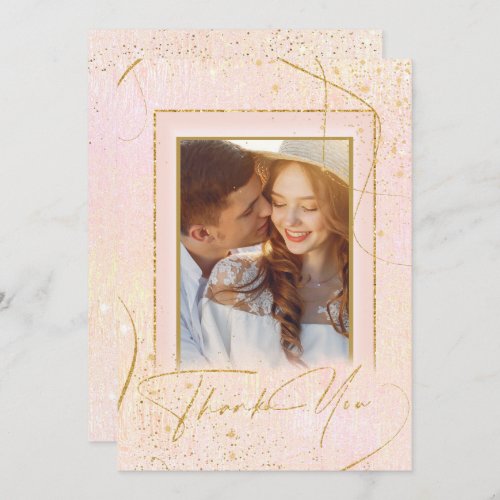 Fine Lines Gold Abstract Wedding Thanks B ID867 Thank You Card