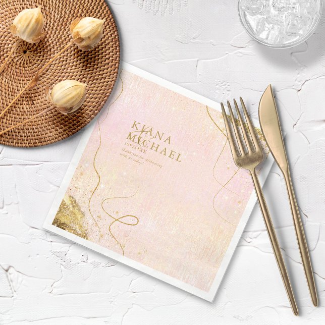 Fine Lines Gold Abstract Wedding V1 Blush ID867 Napkins (Creator Uploaded)