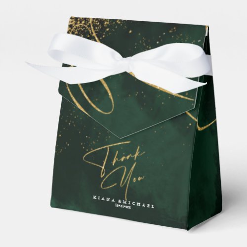 Fine Lines Gold Abstract Wedding V1 Emerald ID867 Favor Boxes