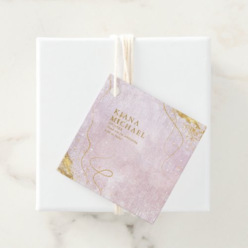 Fine Lines Gold Abstract Wedding V1 Mauve ID867 Favor Tags