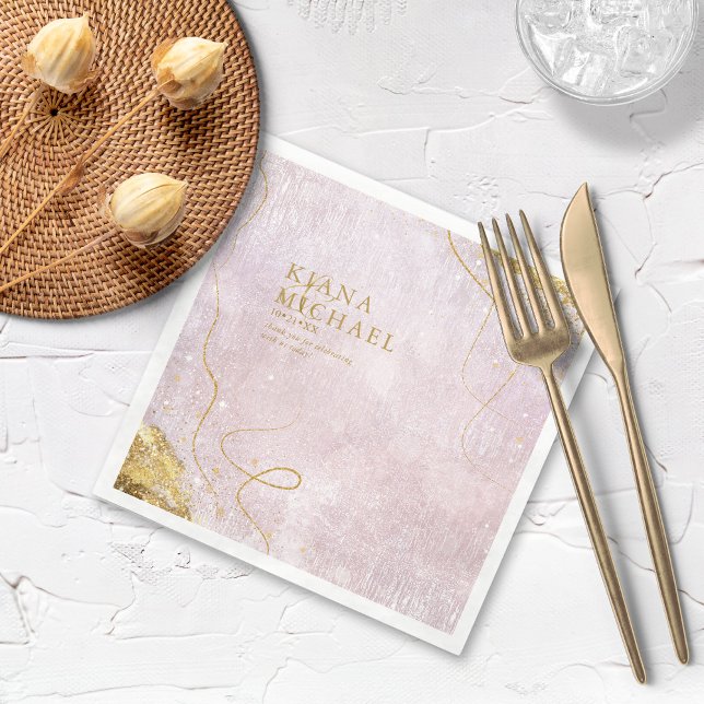 Fine Lines Gold Abstract Wedding V1 Mauve ID867 Napkins (Creator Uploaded)