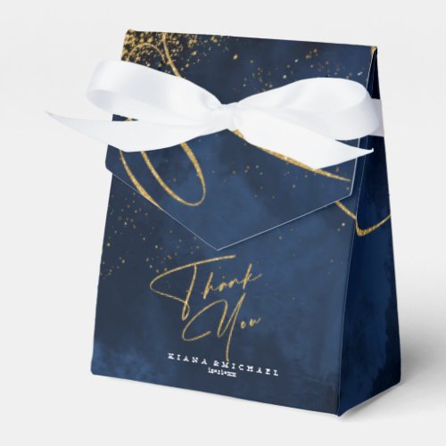 Fine Lines Gold Abstract Wedding V1 Navy ID867 Favor Boxes