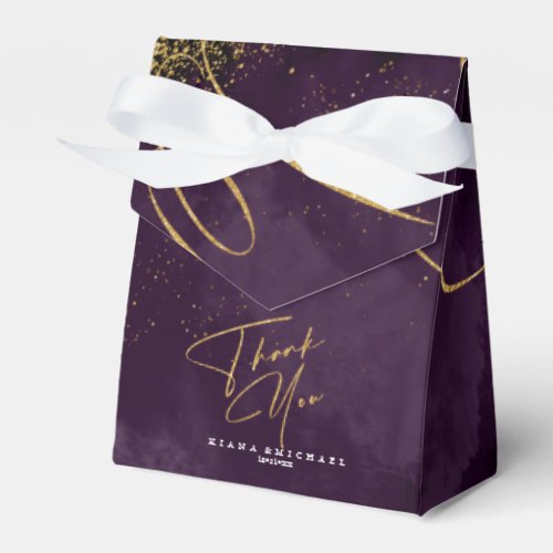 Fine Lines Gold Abstract Wedding V1 Plum ID867 Favor Boxes