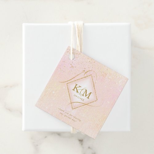 Fine Lines Gold Abstract Wedding V2 Blush ID867 Favor Tags