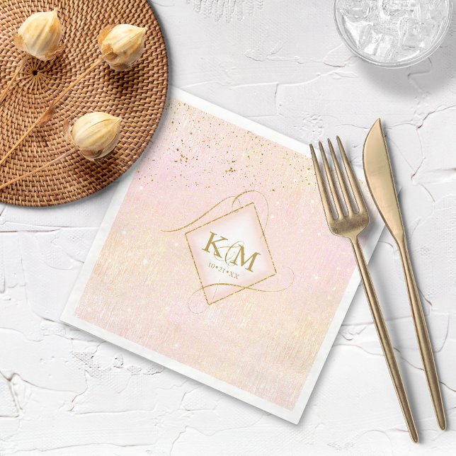 Fine Lines Gold Abstract Wedding V2 Blush ID867 Napkins (Creator Uploaded)