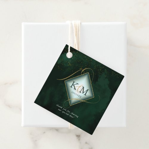 Fine Lines Gold Abstract Wedding V2 Emerald ID867 Favor Tags