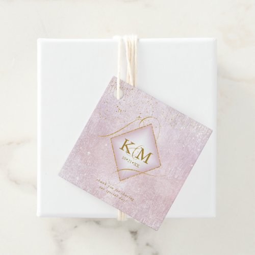 Fine Lines Gold Abstract Wedding V2 Mauve ID867 Favor Tags