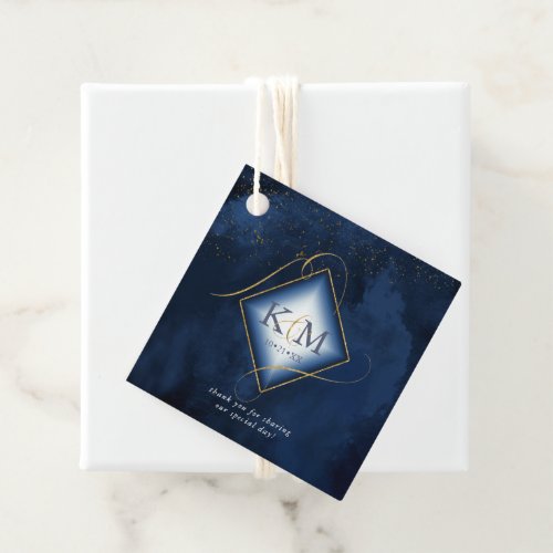 Fine Lines Gold Abstract Wedding V2 Navy ID867 Favor Tags