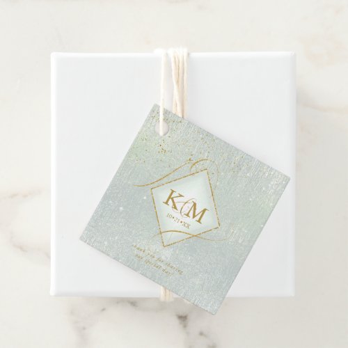 Fine Lines Gold Abstract Wedding V2 Sage ID867 Favor Tags