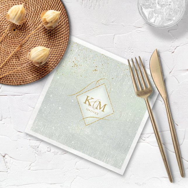 Fine Lines Gold Abstract Wedding V2 Sage ID867 Napkins (Creator Uploaded)