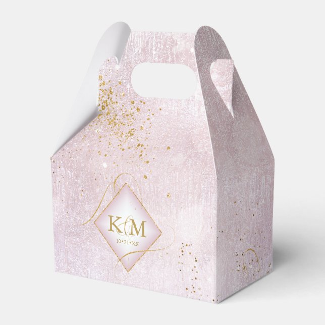 Fine Lines Gold Abstract Wedding V3 Mauve ID867 Favor Boxes (Front Side)