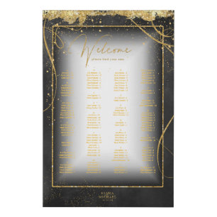 Fine Lines Gold Seating Chart Black ID867 Faux Canvas Print