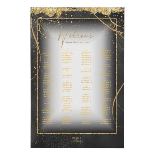 Fine Lines Gold  Seating Chart Black ID867  Faux Canvas Print