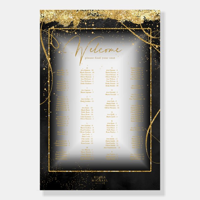 Fine Lines Gold  Seating Chart Black ID867  Foam Board (Front)