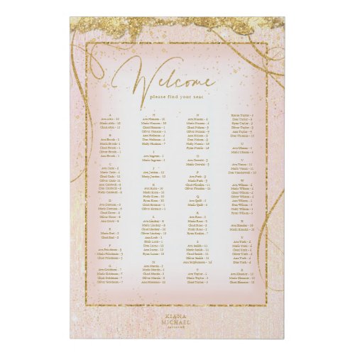 Fine Lines Gold  Seating Chart Blush ID867 Faux Canvas Print