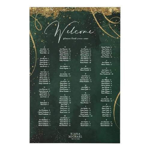 Fine Lines Gold  Seating Chart Emerald ID867 Faux Canvas Print
