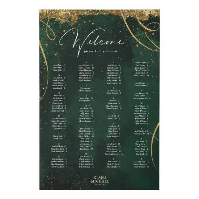 Fine Lines Gold  Seating Chart Emerald ID867 Faux Canvas Print (Front)