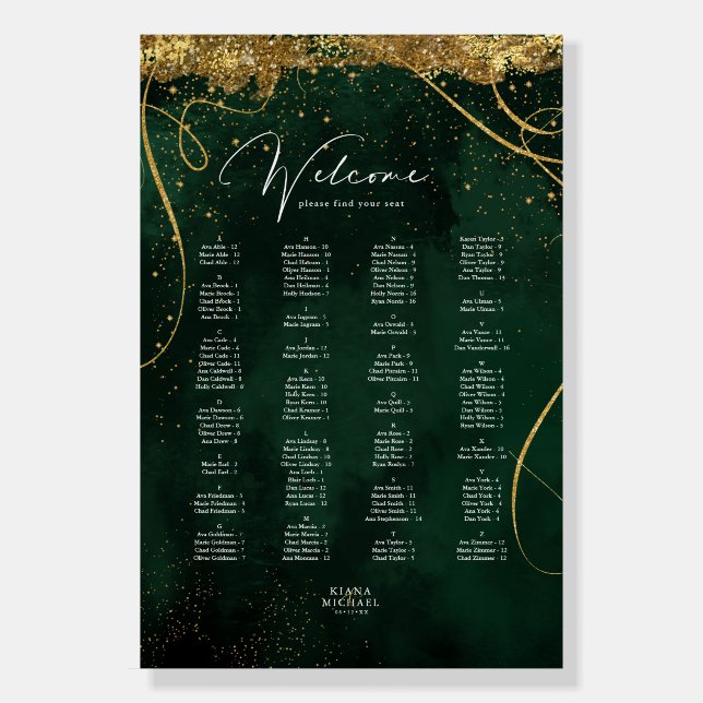 Fine Lines Gold  Seating Chart Emerald ID867 Foam Board (Front)