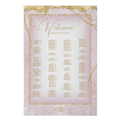 Fine Lines Gold  Seating Chart Mauve ID867 Faux Canvas Print