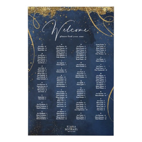 Fine Lines Gold  Seating Chart Navy ID867 Faux Canvas Print