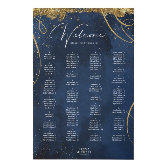 Fine Lines Gold  Seating Chart Navy ID867 Faux Canvas Print (Front)