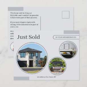 Fine Lines Just Sold Real Estate Agent Gray Postcard