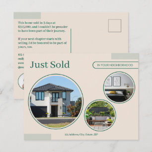Fine Lines Just Sold Real Estate Agent Sand Postcard