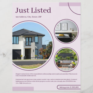 Fine Lines Listing Real Estate Agent Pink Flyer