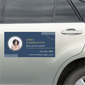 Fine Lines Photo Real Estate Agent Navy Car Magnet