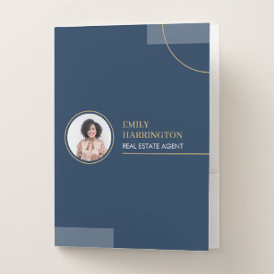 Fine Lines Photo Real Estate Agent Navy Pocket Folder