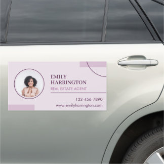 Fine Lines Photo Real Estate Agent Pink Car Magnet